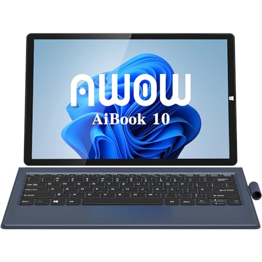 AWOW 10,1'' Tablet PC Wi-11 s Gen12 N100, 12 GB LPDDR4, 256 GB eMMC, dotykovým displejem a odnímatelnou německou QWERTY klávesni